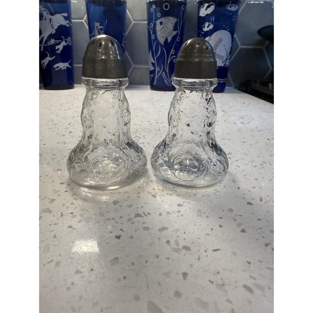McKee Rock Crystal Clear Salt And Pepper Shakers Style #1 EAPG Depression Glass
